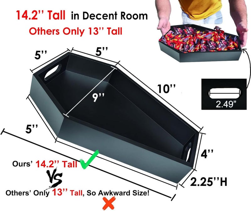 TOSOENPHY 14.2'' Coffin Charcuterie Boards for Gothic Home Decor - Sturdy Solid Wooden Halloween Tray - Goth Container Storage - Image 2